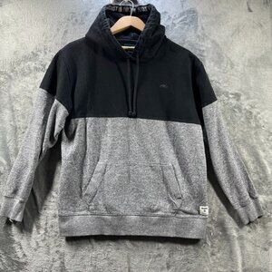Roots Canada Hoodie Sweatshirt Mens Gray Black Large Colorblock Pullover